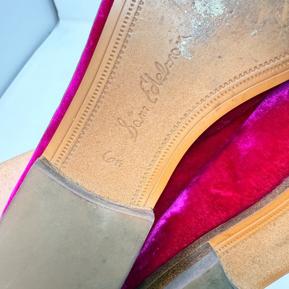 Sam Edelman Loraine Bit Loafers Raspberry Velvet Gold Hardware Shoes Size 6.5M - Picture 8 of 9